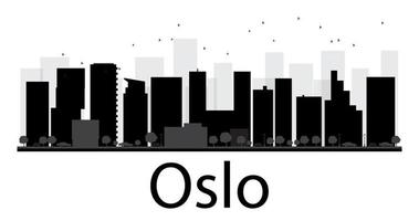 Oslo City skyline black and white silhouette. vector