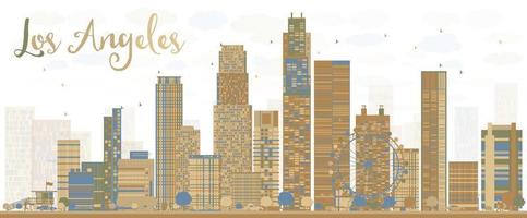 Los Angeles Skyline with Grey Buildings and Blue Sky. vector