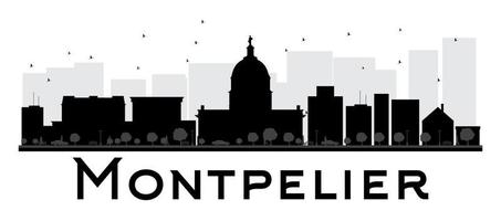 Montpelier City skyline black and white silhouette. vector