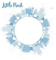 Outline Little Rock Skyline with Blue Building and copy space. vector