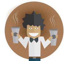 hombre con dos cafés. vector