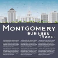 Montgomery Skyline with Grey Building, Blue Sky and copy space. vector