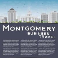 Montgomery Skyline with Grey Building, Blue Sky and copy space. vector