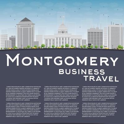 Montgomery Skyline with Grey Building, Blue Sky and copy space.