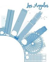 Outline Los Angeles Skyline with Blue Buildings and copy space. vector