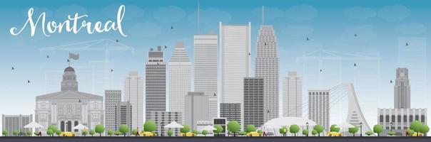 Montreal skyline with grey buildings and blue sky. vector