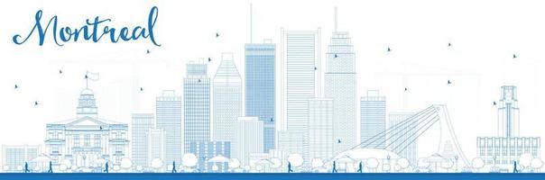 Outline Montreal skyline with blue buildings. vector