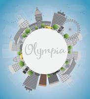 Horizonte de olimpia washington con edificios grises. vector