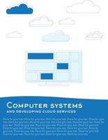 Computer with clouds. vector