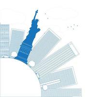 Outline New York city skyline with copy space. vector