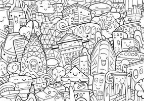new york cityscape hand drawn coloring vector