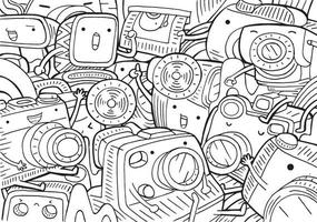 vintage camera hand drawn coloring vector