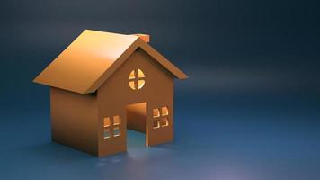 House icon with light inside. 3d rendering. photo