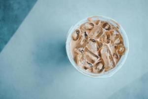 Iced coffee Mocha in to go or take away cup photo