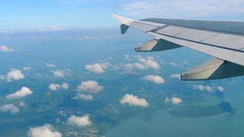 Aerial view landscape from descending airplane video