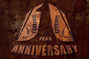 one year anniversary creative concept illustration on metal rust background photo