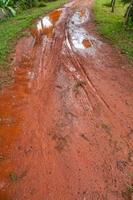 Mud Road after rain in Thailand photo