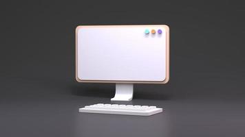 Computer monitor and keyboard. 3D renderer photo