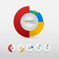 elementos de diseño infográfico de diagrama de círculo mínimo vector