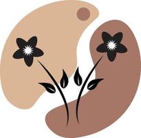 Flower line drawing abstrak with brown colour vector