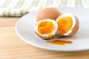 half medium-boiled eggs in Japanese Bowl