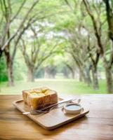 homemade bread with chocolate soup photo