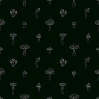 Outline Seamless Pattern With Mushrooms. Flat Vector Illustration.