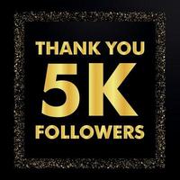 Thank You 5K Followers, Thank you Followers template, online social group, happy banner celebrate, gold and black design vector