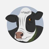 Cow head emblem logo label. Vector illustration.