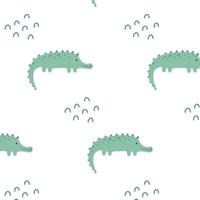 Childish  pattern with cute crocodile. Drawn pattern with crocodile. Pattern with aligator.Vector illustration. vector