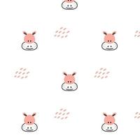 Childish pattern with hippopotamus. Doodle style. Cute pattern with hippopotamus head. vector illustration.