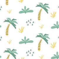 Childish pattern with palm trees. Pattern with exotic plants. Hand-drawn pattern with jungle. vector