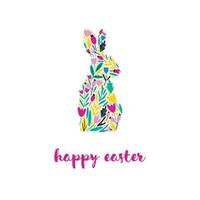 easter card design with bunny silhouette made from flowers. vector illustration