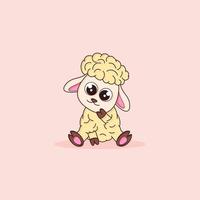 cute sheep is sit down vector