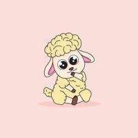 cute sheep is shame vector