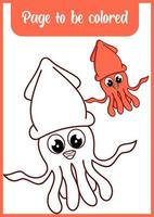 coloring page for kid . cute squid vector