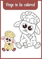 coloring page for kid . cute sheep vector