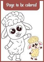 coloring page for kid . cute sheep vector