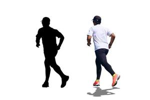 Man running on colored background with clipping path photo