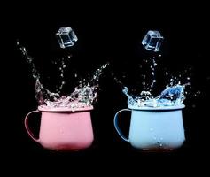 Colorful glass of water with splashing photo