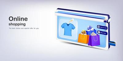 Shirt with shopping bag and card for online shopping