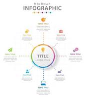 plantilla infográfica para negocios. Diagrama de mapa mental moderno de 8 pasos con flechas, infografía vectorial de presentación. vector