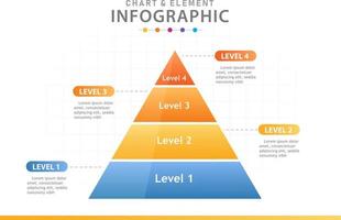 plantilla infográfica para negocios. Diagrama de gráfico piramidal de 4 pasos, infografía vectorial de presentación. vector