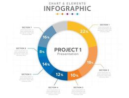 Infographic template for business. 7 Steps Pie Chart diagram element, presentation vector infographic.