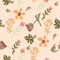 Modern Scandinavian style floral and botanical plants seamless pattern vector illustration. Repeatable endless background design for fashion textile, web, and all prints.