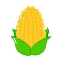 Cute funny corn character. Vector hand drawn cartoon kawaii character illustration icon. Isolated on white background. Corn character concept