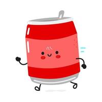 Cute funny running can of soda. Vector hand drawn cartoon kawaii character illustration icon. Isolated on white background. Run can of soda concept