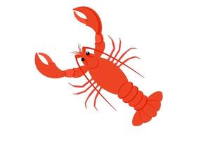 Cartoon Lobster in flat style. Vector illustration of lobster isolated on white background