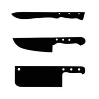 silueta de cuchillo de cocina. cuchillo de carnicero elemento de diseño de icono en blanco y negro sobre fondo blanco aislado vector