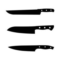 silueta de cuchillo de cocina. cuchillo de carnicero elemento de diseño de icono en blanco y negro sobre fondo blanco aislado vector